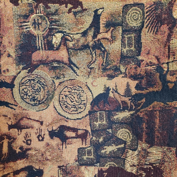 Vintage Southwestern Western Petroglyoh Tapestry Vest XL Xlarge On The Verge 90s - Picture 3 of 5